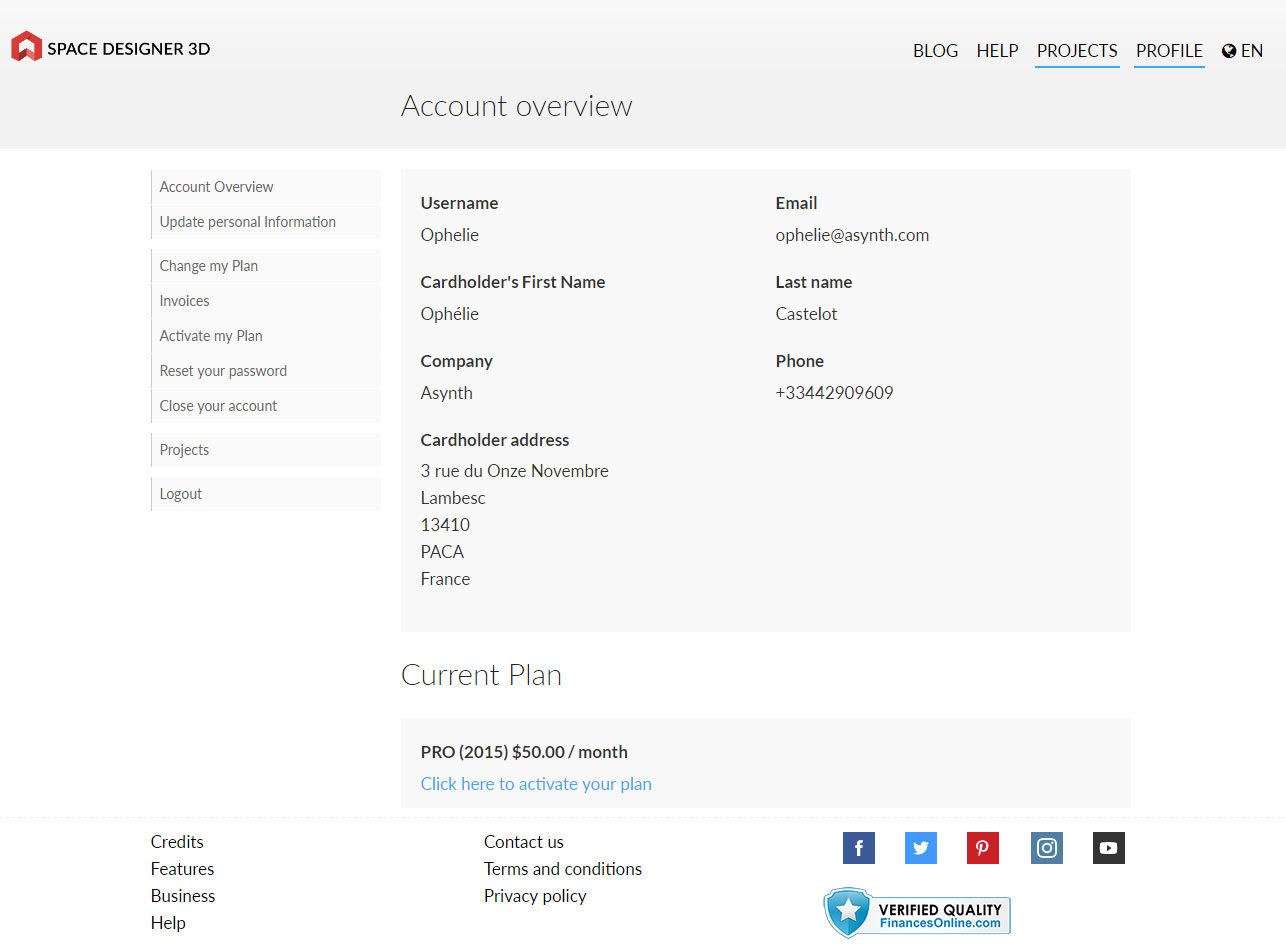 Account Overview Page