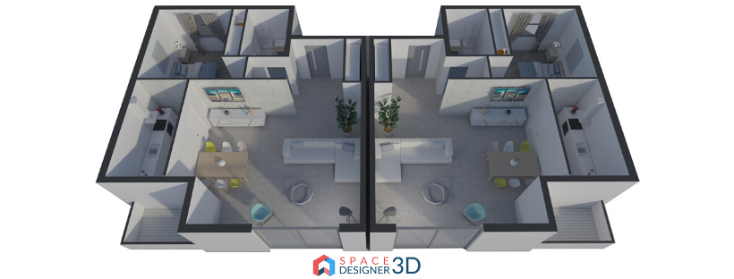 3D view of an apartment with Space Designer 3D