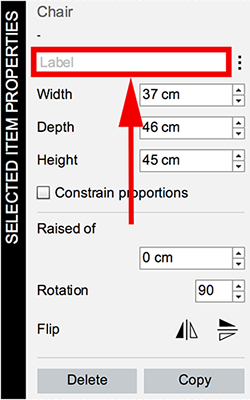 Add a label to a 3D item